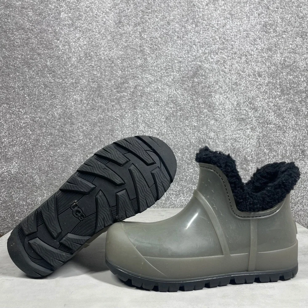 UGG Raincloud Clear Boots Womens 7 Waterproof Rain Rubber Wool Blend Lined